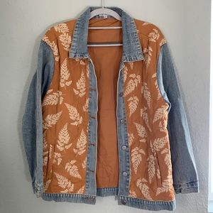 Fern Print Quilted Denim Jacket
